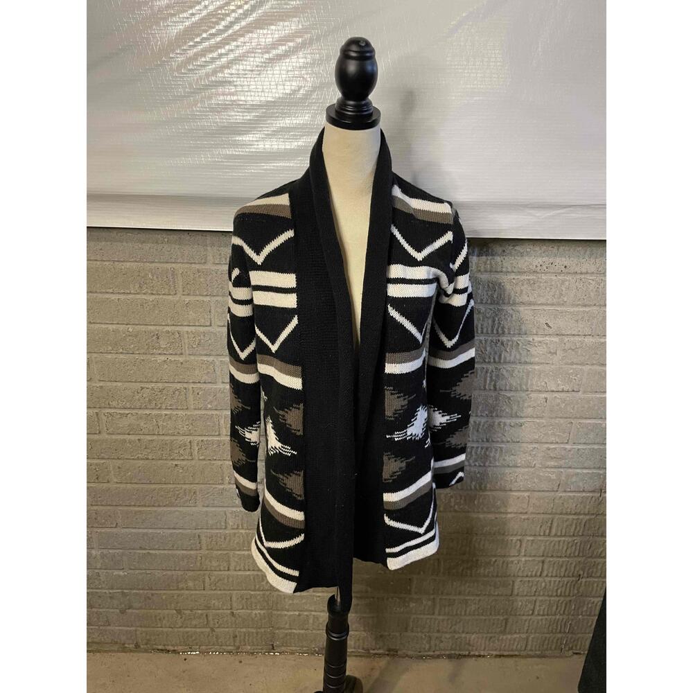 BB Dakota Denny Blanket Patterned Open Front Cardigan Sweater Size Small - Picture 3 of 7